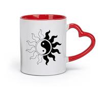 DEBINGY Tazas de cerámica con asas Sun Yin Yang Zen Asian Oriental （11oz/320ml） Regalo divertido para amantes del café, mejores amigos del trabajo, compañeros de trabajo y amigos Rojo