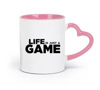DEBINGY Tazas de cerámica con estilo para té y café. Citas de La vida es solo un juego para chicos gamer (320 ml). Elegantes y duraderas. Aptas para microondas y lavavajillas. Rosa.