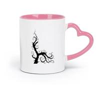 DEBINGY Tazas de cerámica de gres para café, té, café, té, café con leche, leche, cacao, jugo y otras bebidas calientes Twig Party House (11 oz/320 ml) Rosa