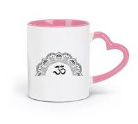 DEBINGY Tazas de cerámica de gres para café, té, estudio de yoga budista Mantra Om (11 oz/320 ml) para oficina, hogar, cafetería, lavavajillas y microondas, color rosa