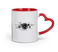DEBINGY Tazas de cerámica duraderas con diseño de reloj francés, engranaje, sueño, cita inspiradora, amor, sala de juegos (320 ml), aptas para lavavajillas, color rojo