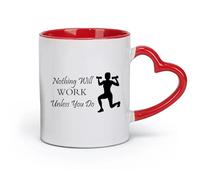 DEBINGY Tazas de cerámica duraderas con frases deportivas A menos que hagas ejercicio saludable y estés en el gimnasio, nada funcionará (11 oz/320 ml) para la oficina y el hogar, color rojo