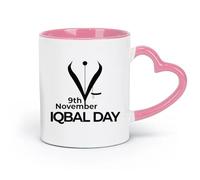 DEBINGY Tazas de cerámica duraderas con motivo del 9 de noviembre, día de Iqbal, con aguja para bolígrafo (320 ml), ideales para cocinas, restaurantes y cafeterías. Una gran idea para regalar.