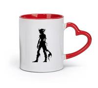 DEBINGY Tazas de cerámica duraderas con silueta de elfo o elfos de raza mítica del juego únicamente (11 oz/320 ml) para café, avena, té, fácil de limpiar, color rojo