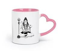 DEBINGY Tazas de cerámica duraderas Dios indio Religión Shiva India Dios hindú Hinduismo Genial (11 oz/320 ml) Apto para lavavajillas y microondas Rosa