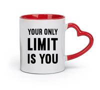 DEBINGY Tazas de cerámica duraderas Tu única limitación es tu motivación para hacer ejercicio （11 oz/320 ml） Capuchino, Latte Macchiato, Té, Espresso Rojo