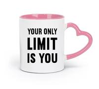 DEBINGY Tazas de cerámica duraderas Tu única limitación es tu motivación para hacer ejercicio （11oz/320ml） Capuchino, Latte Macchiato, Té, Espresso Rosa