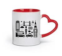 DEBINGY Tazas de cerámica para café, té, café, tazas, Big Ben, Londres, Inglaterra, símbolo (320 ml), aptas para lavavajillas y microondas, para la oficina y el hogar, color rojo