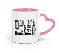 DEBINGY Tazas de cerámica para café, té y café, con el símbolo del Big Ben de Londres (320 ml), aptas para lavavajillas y microondas, para la oficina y el hogar, color rosa.