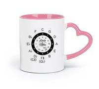 DEBINGY Tazas de cerámica para café, té y café, con el tema de la escuela de música Circle of Fifths (320 ml), elegantes y duraderas, aptas para microondas y lavavajillas. Rosa