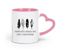 DEBINGY Tazas de cerámica para café y té con la frase Iglesia cristiana bajo sus alas, Escrituras y religión (320 ml) aptas para lavavajillas, color rosa