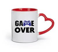 DEBINGY Tazas de cerámica para café y té, diseño de Game Over, para videojuegos, para el hogar infantil (320 ml), regalo único de oficina para mujeres y hombres, color rojo