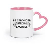 DEBINGY Tazas de cerámica para café y té. FitnessCenter es más poderoso que tus excusas. Citas motivacionales. Ejercicio (320 ml). Para la oficina y el hogar. Rosa.