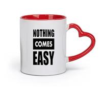 DEBINGY Tazas de cerámica para café y té, gimnasio, motivación, fitness, nada es fácil, motivacional (11 oz/320 ml), para el hogar y la oficina, color rojo