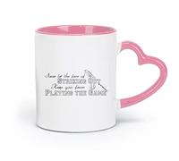 DEBINGY Tazas de cerámica para café y té. Nunca dejes de jugar por miedo a quedarte fuera. （320 ml/11 oz） Apto para lavavajillas. Color rosa.