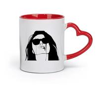 DEBINGY Tazas de cerámica para chocolate caliente, atractivas para chica con gafas de sol, geniales, súper atractivas para chica mujer (11 oz/320 ml), aptas para lavavajillas, color rojo