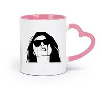 DEBINGY Tazas de cerámica para chocolate caliente, atractivas para chica con gafas de sol, súper atractivas para chica y mujer (320 ml/11 oz), aptas para lavavajillas, color rosa.