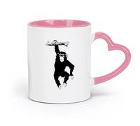 DEBINGY Tazas de cerámica para chocolate caliente, diseño de mono con trompa, gorila, animal salvaje de la selva (320 ml) para té, café y bebida caliente, color rosa