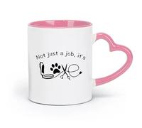 DEBINGY Tazas de cerámica para chocolate caliente El cuidado de mascotas no es solo un trabajo sino también un amor Cuidado de animales Amor (11 oz/320 ml) y apto para microondas Rosa