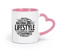 DEBINGY Tazas de cerámica para chocolate caliente, estilo de vida saludable, motivación, dieta, gimnasio, centro (320 ml), aptas para lavavajillas, color rosa