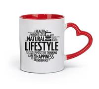 DEBINGY Tazas de cerámica para chocolate caliente, estilo de vida saludable, motivación, dieta, gimnasio, centro (320 ml), aptas para lavavajillas, color rojo.