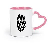 DEBINGY Tazas de cerámica para chocolate caliente, letras retro de los años 70, tipografía de garabatos con estilo no bad days (320 ml) para el hogar o el trabajo, color rosa