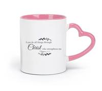 DEBINGY Tazas de cerámica para chocolate caliente Todo lo puedo en Cristo que me fortalece Filipenses 4:13 (11 oz/320 ml) y aptas para microondas, color rosa
