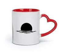 DEBINGY Tazas de cerámica para el hogar y la oficina Sol Atardecer Boho Sol Medio día Amanecer （11 oz/320 ml） Capuchino, Latte Macchiato, Té, Espresso Rojo