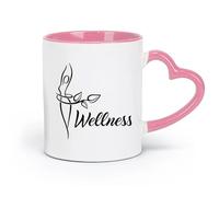 DEBINGY Tazas de cerámica para té y café Centro de bienestar Spa Salón de belleza Estilo de vida saludable Dieta （11oz/320ml） Apto para lavavajillas Rosa