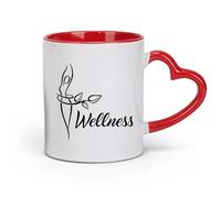 DEBINGY Tazas de cerámica para té y café Centro de bienestar Spa Salón de belleza Estilo de vida saludable Dieta （11oz/320ml） Apto para lavavajillas Rojo