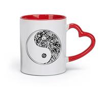 DEBINGY Tazas de cerámica para té y café con filosofía oriental china Yin Yang Tai Chi (11 oz/320 ml) Ideal para uso en el hogar y la oficina Rojo