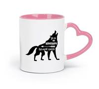 DEBINGY Tazas de cerámica para té y café ¡Embárcate en una aventura! El mundo te espera Introducción: La aventura del lobo La aventura del lobo. （11 oz/320 ml） para el hogar y la oficina Rosa