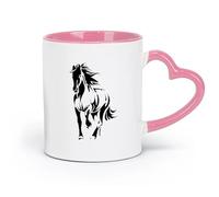 DEBINGY Tazas de cerámica para té y café, silueta de caballo, animal, compañía, crin, poni, yegua (11 oz/320 ml), porcelana fina (cerámica), color rosa