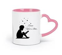 DEBINGY Tazas de cerámica personalizadas con frases infantiles «Érase una vez un niño que leía las estrellas» (320 ml) para el hogar y la oficina, color rosa