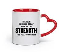 DEBINGY Tazas de cerámica personalizadas El dolor que sientes hoy se convertirá en la sala de pesas, cita motivacional (11 oz/320 ml) y aptas para microondas, color rojo