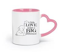 DEBINGY Tazas de cerámica resistentes con frases de elefantes Little Love Makes A Difference (320 ml) para café, sopa, té, leche, café con leche y chocolate caliente. Para damas y caballeros. Rosa.
