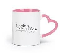 DEBINGY Tazas de porcelana con frases románticas para bodas, Amarte es una hermosa forma de pasar la vida (320 ml/11 oz) Apto para lavavajillas, color rosa