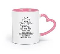 DEBINGY Tazas de porcelana con principios de Reiki, oración, loto, citas inspiradoras, estudio de yoga (320 ml), restaurante, oficina, color rosa