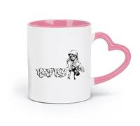 DEBINGY Tazas de porcelana de cerámica con diseño de calavera de grafiti, chica, tatuaje, caramelo, azúcar, roca, mexicano, Día de los Muertos (320 ml) para el hogar y la oficina, color rosa