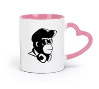 DEBINGY Tazas de porcelana de cerámica, orangután, mono, gafas, auriculares, estilo hipster, hip hop, dormitorio (320 ml) para oficina y hogar, color rosa.