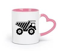 DEBINGY Tazas de porcelana de cerámica para excavadora, camión, construcción, sala de juegos para niños, cocina (320 ml) aptas para lavavajillas y microondas, color rosa