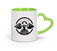 DEBINGY Tazas Geniales Símbolo de fuerza que presenta un puño cerrado que sostiene una barra dentro de un círculo que simboliza la salud y el poder. （11oz/320ml） Apto para lavavajillas Verde