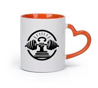 DEBINGY Tazas Geniales Símbolo de fuerza que presenta un puño cerrado que sostiene una barra dentro de un círculo que simboliza la salud y el poder. （11oz/320ml） Apto para lavavajillas Naranja