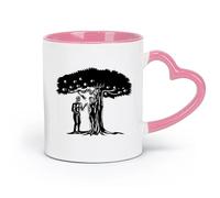 DEBINGY Tazas grandes de cerámica para bebidas calientes, Adán y Eva, árbol de la vida, xilografía (11 oz/320 ml), café, té, café con leche, leche, cacao, jugo y otras bebidas calientes, color rosa