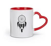 DEBINGY Tazas grandes de cerámica para bebidas calientes Atrapasueños, atrapasueños, luna y plumas (11 oz/320 ml) Elegantes y duraderas: aptas para microondas y lavavajillas. Color rojo.