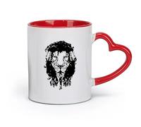 DEBINGY Tazas grandes de cerámica para bebidas calientes Auriculares de león Miedo Música Tatuaje （11oz/320ml） Café, té, café con leche, leche, cacao, jugo y otras bebidas calientes Rojo