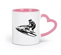 DEBINGY Tazas grandes de cerámica para bebidas calientes, para deportes extremos, motos de agua, carreras acuáticas (320 ml), aptas para lavavajillas y microondas, color rosa