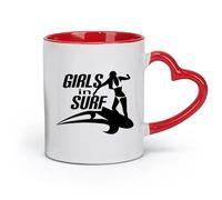 DEBINGY Tazas grandes de cerámica para té, café y chocolate caliente con diseño de chica surfista (320 ml) para bebidas calientes, café con leche y capuchino.