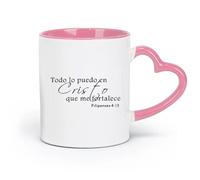 DEBINGY Tazas grandes de cerámica para té, café y chocolate caliente con frases inspiradoras en español (320 ml) porcelana fina (cerámica) rosa
