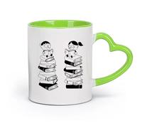 DEBINGY Tazas Grandes para Té, Café y Chocolate Caliente Biblioteca Escolar Niños （11oz/320ml） Para café, sopa, té, leche, latte, chocolate caliente, para mujeres y hombres Verde